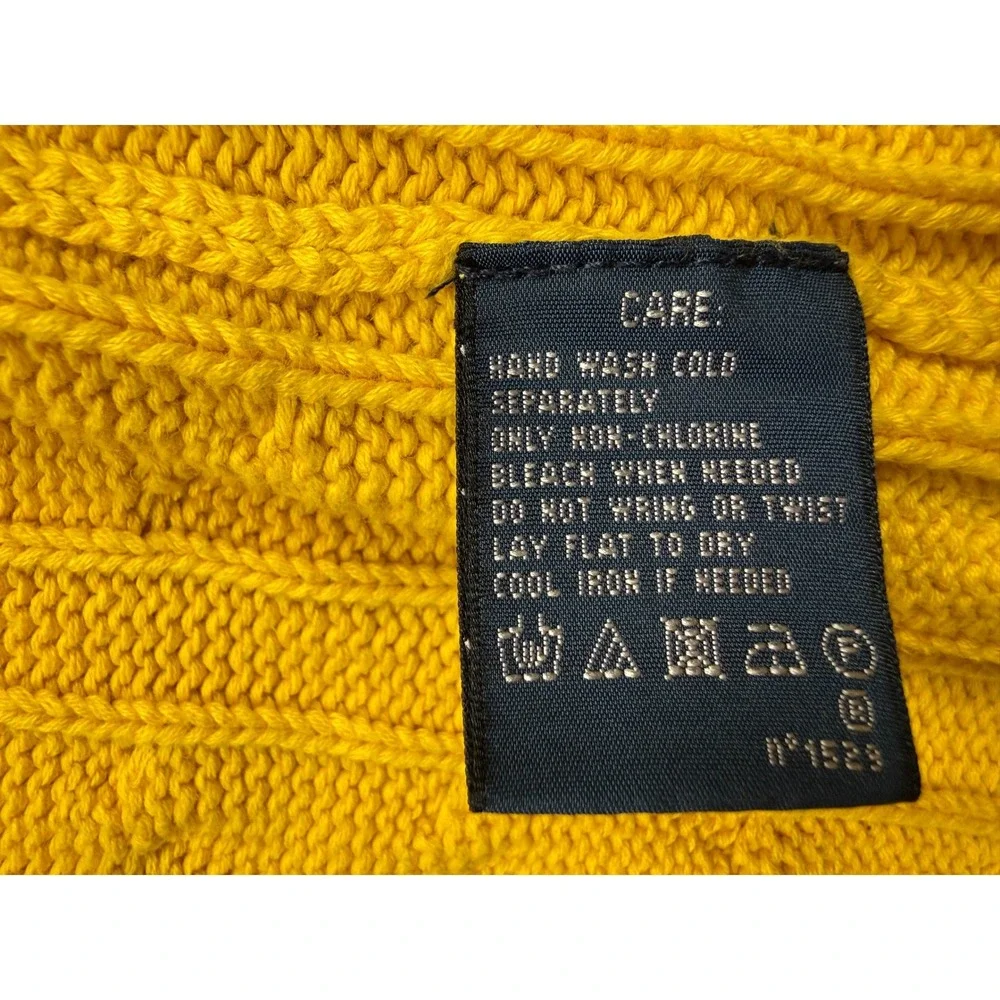 Polo Ralph Lauren Mens S* Yellow Cable Knit Crewneck Sweater Pony Logo Classic